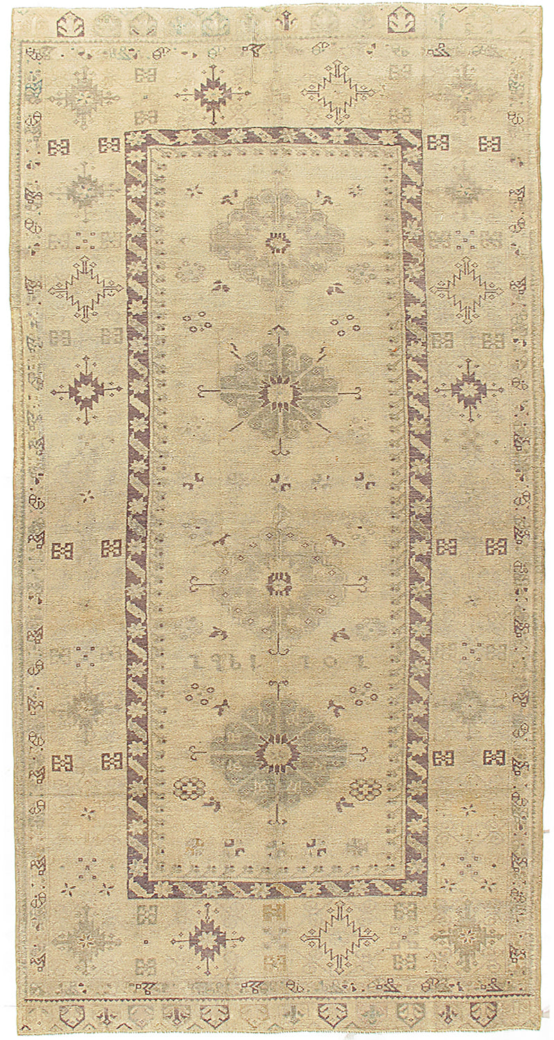 U-3073 - Vintage Subdued Turkish Oushak Runner Rug
