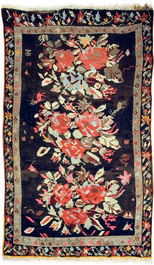 CU-1013 - Vintage Bessarabian Kilim Gallery Size Rug