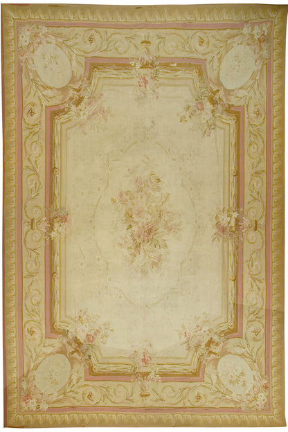 CU-1038 - Antique French Aubusson Rug