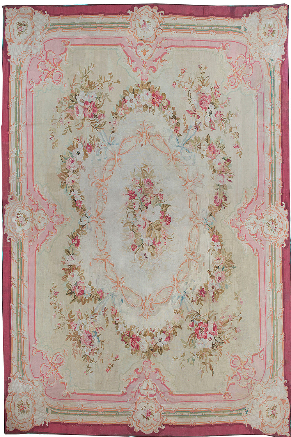 CU-1080-183 - Antique French Aubusson Rug