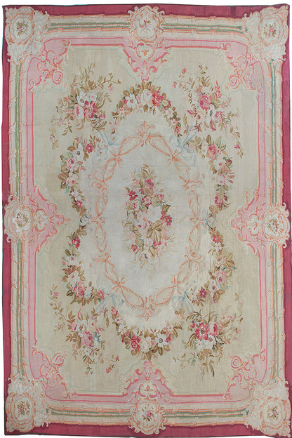 CU-1080-183 - Antique French Aubusson Rug