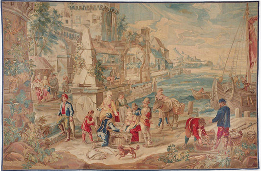 CU-1166 - Brussels 18th Century Tapestry Teniers, Marche´ Poissons