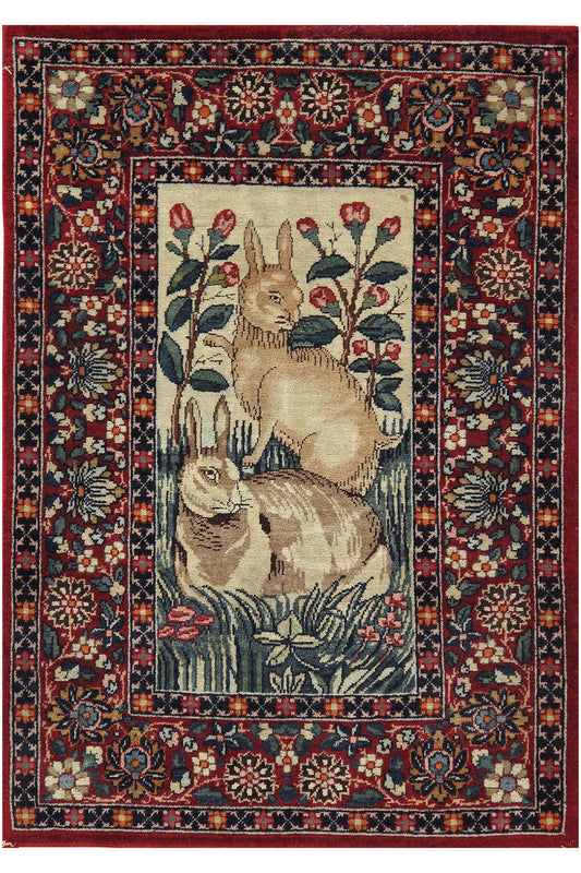 CU-1201 - Antique Persian Pictorial Kerman Rug