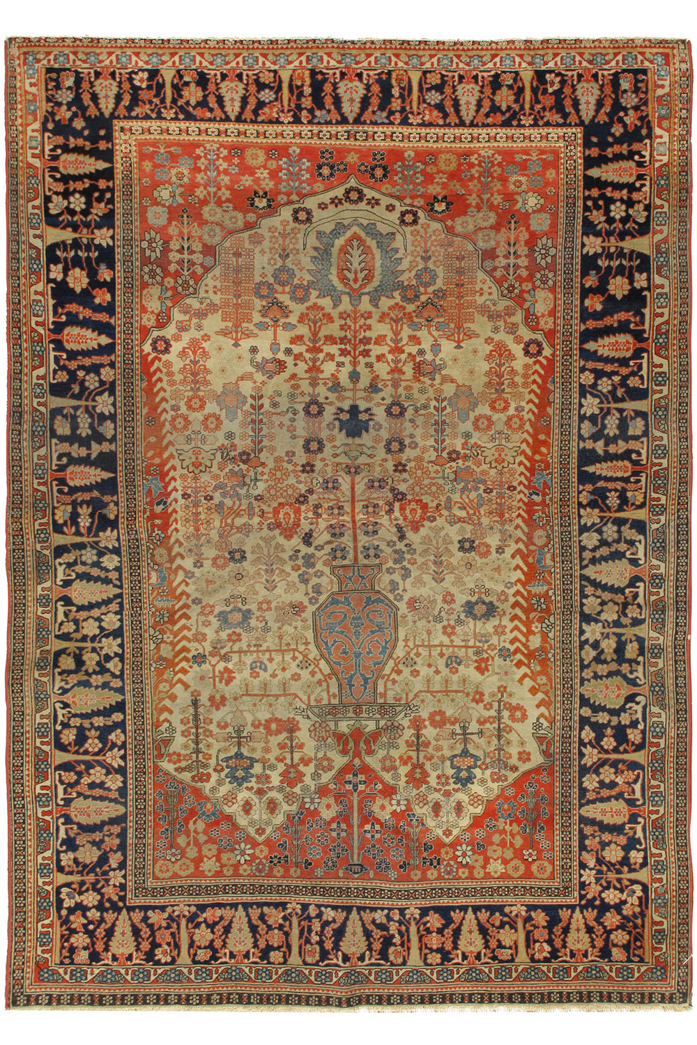 CU-1296 - Antique Persian Motashem Kashan Rug