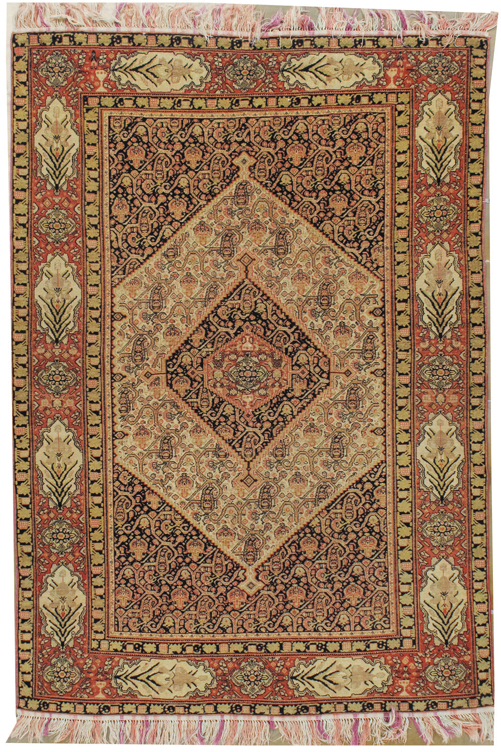CU-1459 - Rare Antique Persian Fine Senneh on Silk Foundation