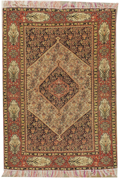 CU-1459 - Rare Antique Persian Fine Senneh on Silk Foundation