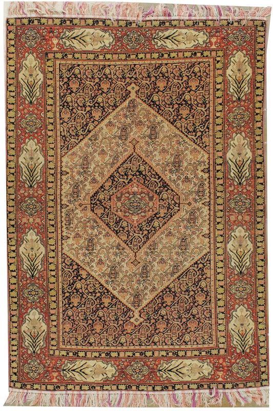 CU-1459 - Rare Antique Persian Fine Senneh on Silk Foundation