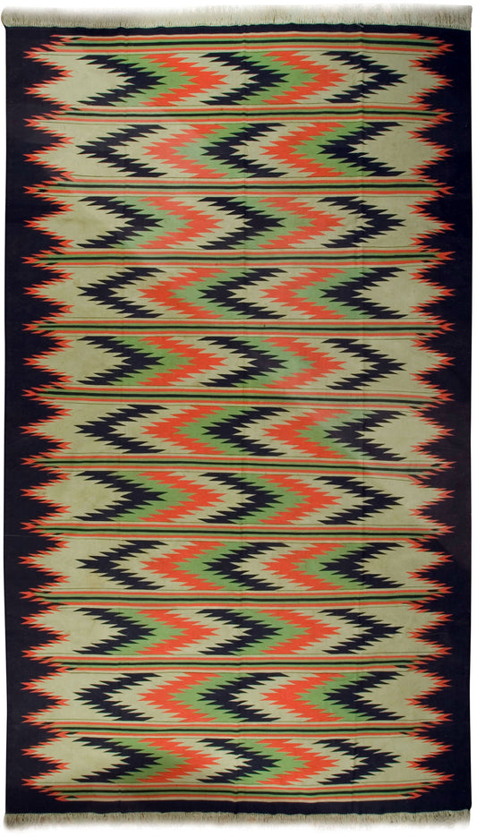 CU-948 - Large Vintage Indian Dhurrie   Rug