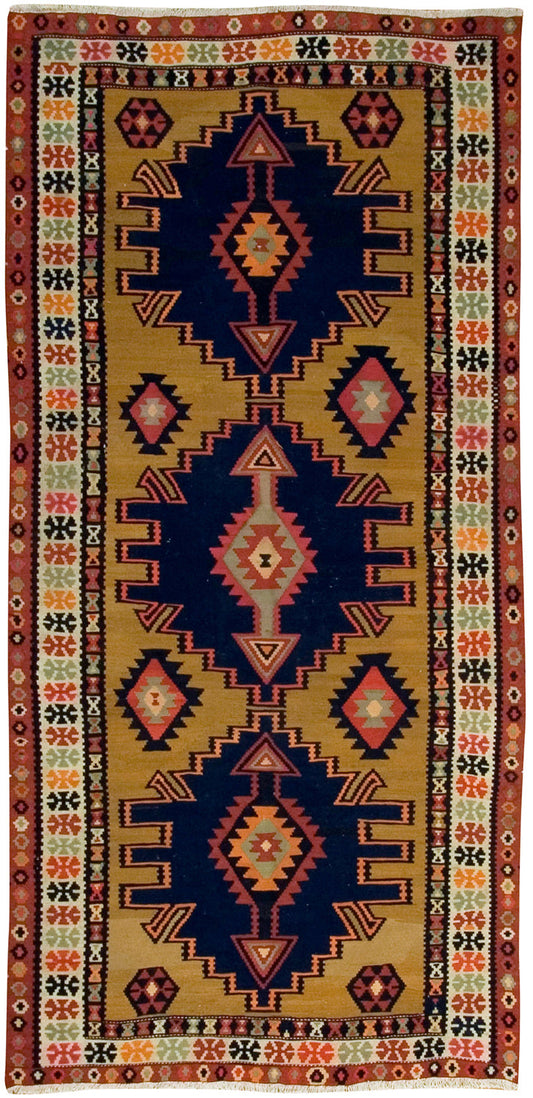 CU-966 - Vintage Turkish Kilim Gallery Size Rug