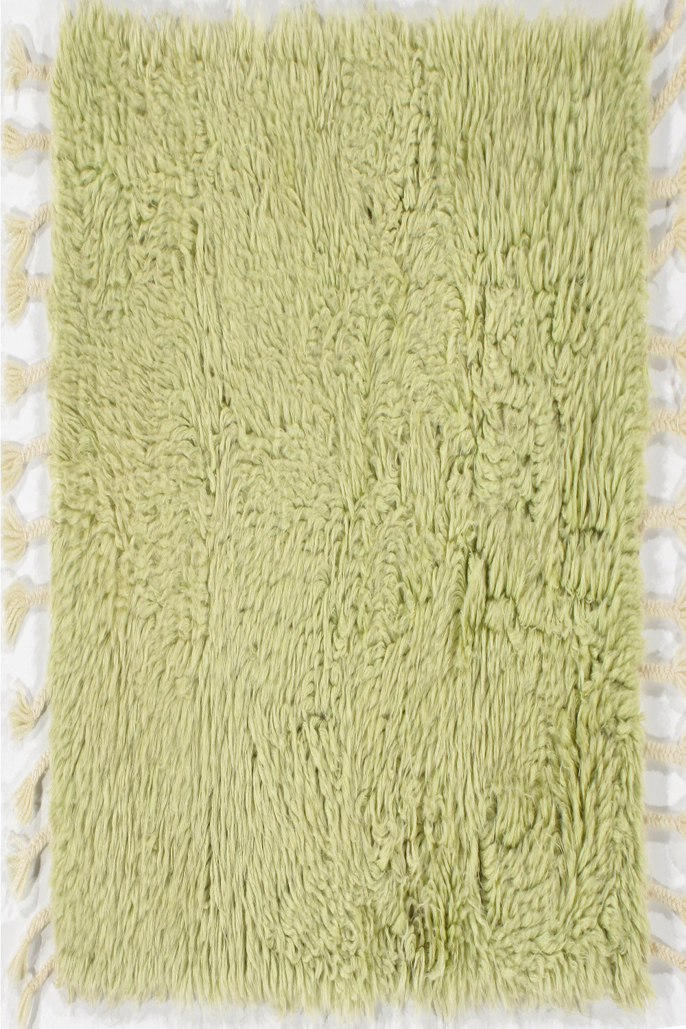 S-3681 - Moroccan Fluffy Collection Solid Green Sample Rug