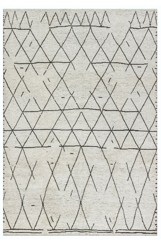 KC-- - Organic Diamond Modern Undyed Wool Ivory Brown-Gra Rug