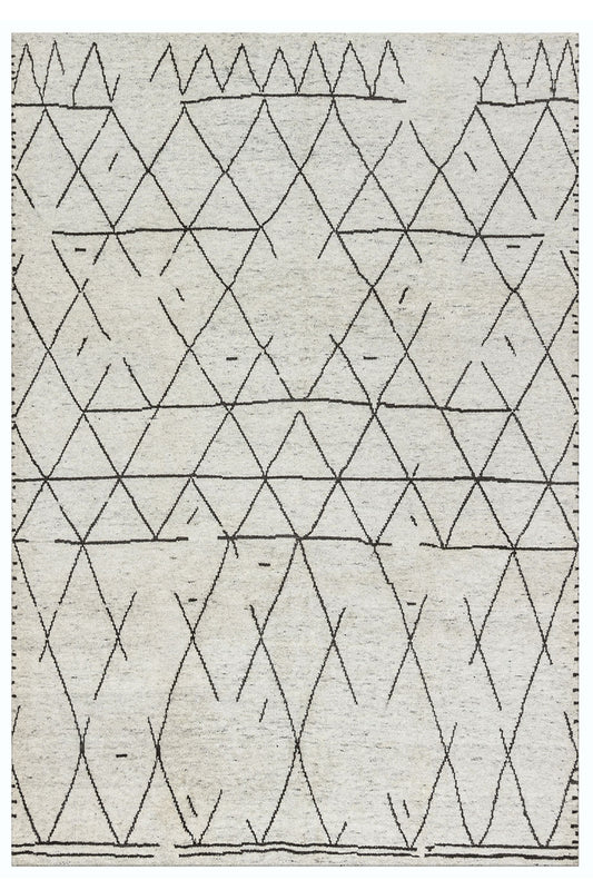 KC-- - Organic Diamond Modern Undyed Wool Ivory Brown-Gra Rug