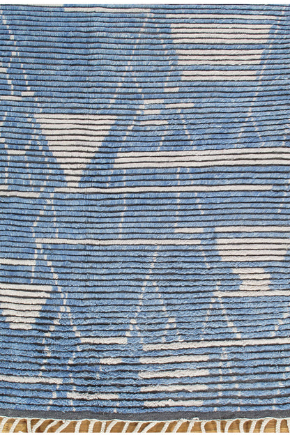 KC1065NS - Moroccan Collection Fluffy Ribbed Blue Ivory Rug