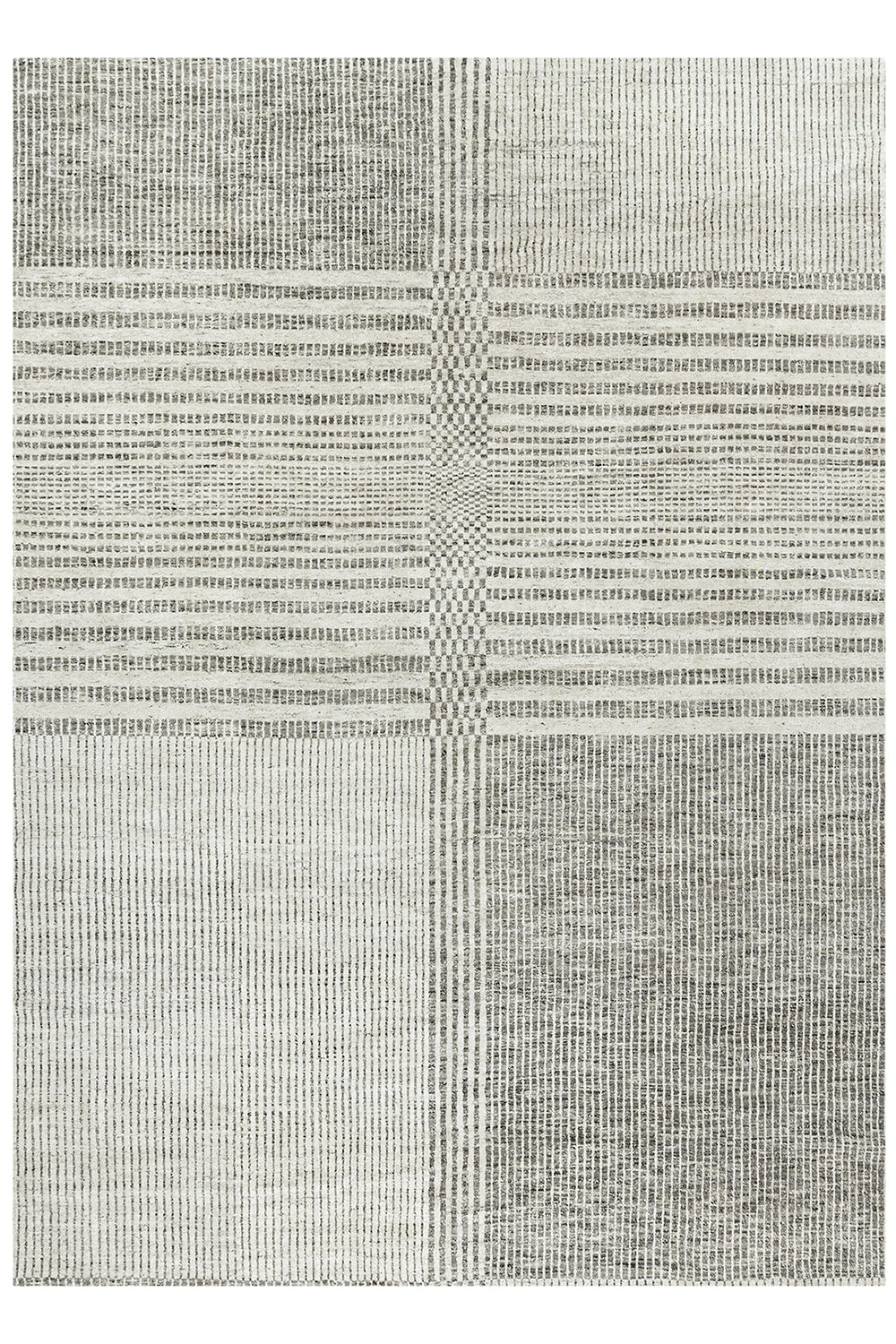 KC1067 - Organic Checker Modern Undyed Wool Ivory Brown-Gray