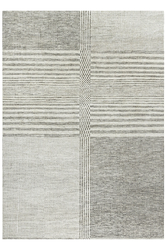 KC1067 - Organic Checker Modern Undyed Wool Ivory Brown-Gray