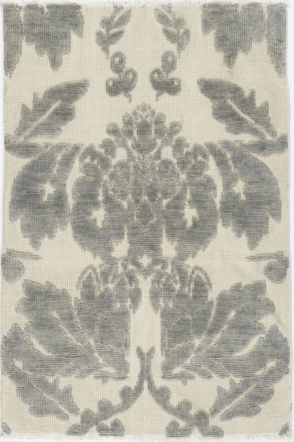 N-7162-A - Modern Damask  High Low Ivory Gray Rug