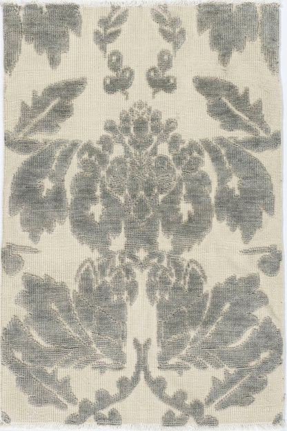 N-7162-B - Modern Damask  High Low Ivory Gray Rug