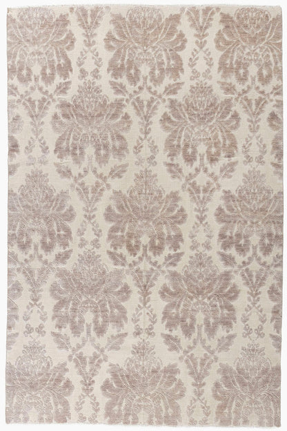 N-7270 - Modern Damask Ivory Beige Taupe HiLo Rug