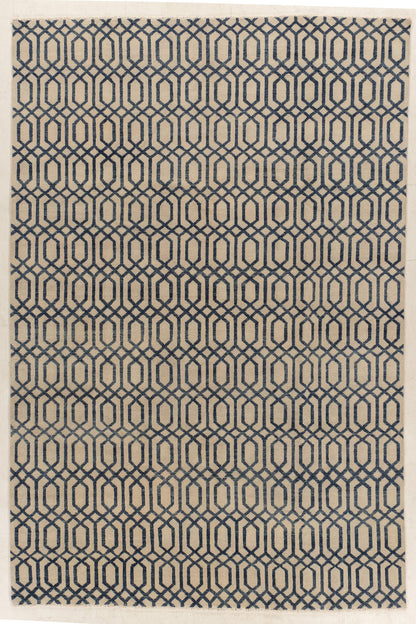 WAHO_IMAGE::n-7342 modern hexagonal ivory blue rug 8'4 x 10'3.jpg