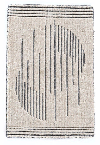 N-7427 - Art Deco Hand Loomed Charcoal Beige