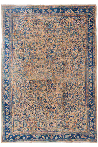 Q435 - Antique Persian Tan Feraghan Rug