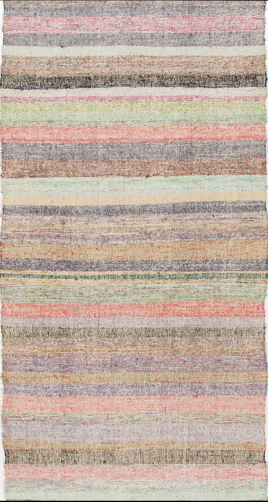 U-2900 - Vintage Turkish Fabric Kilim Runner Rug
