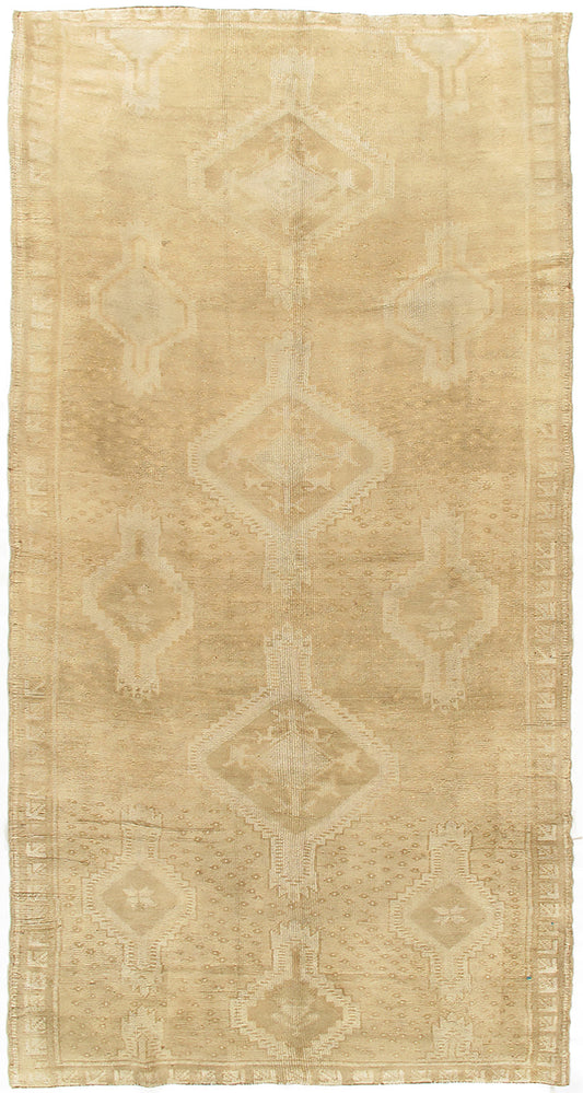 U-3076 - Vintage Subdued Turkish Oushak Runner Rug