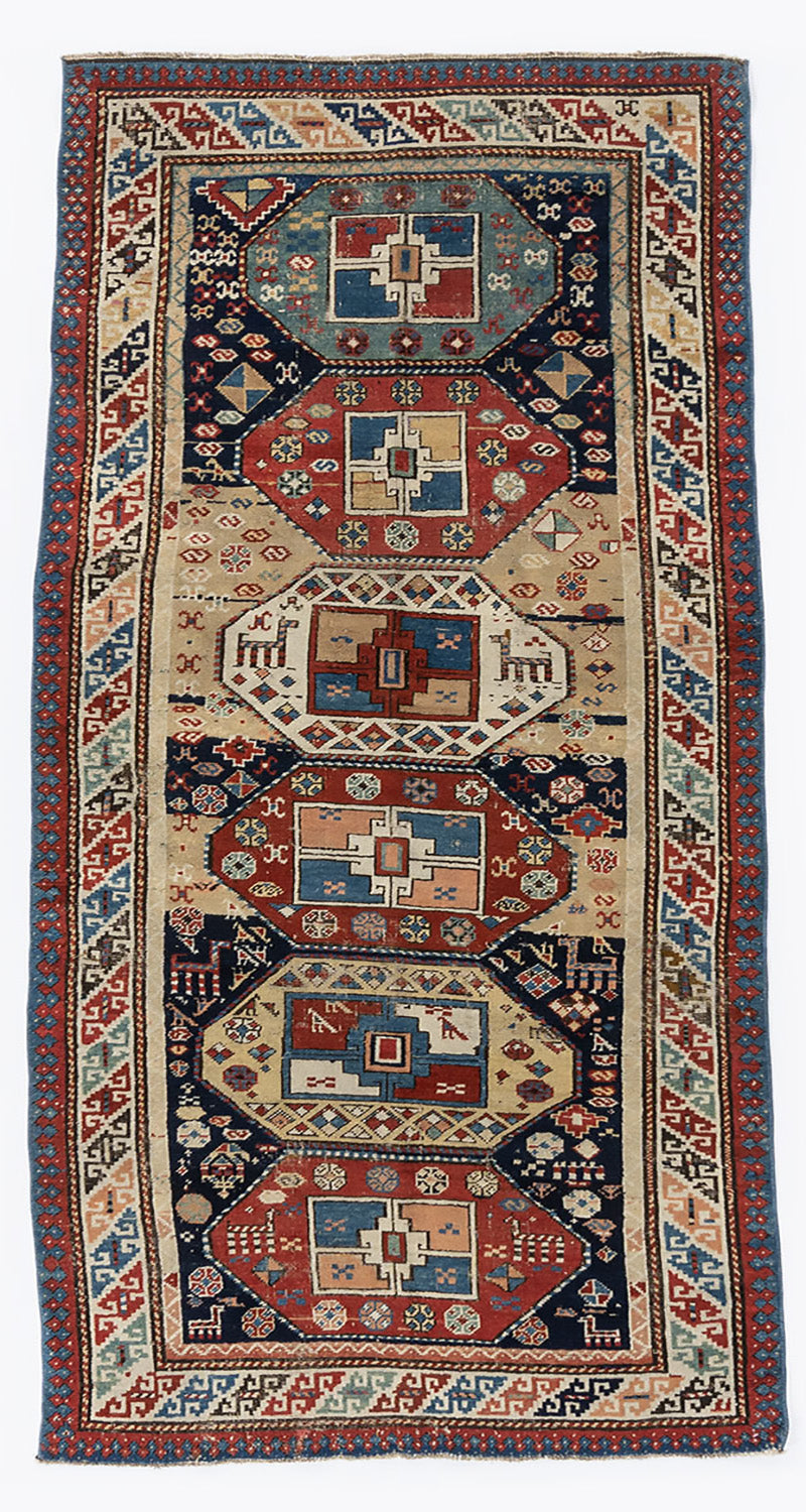 WAHO_IMAGE::u-5099 vintage nw persian animal design runner rug 3'4 x 8'5.jpg