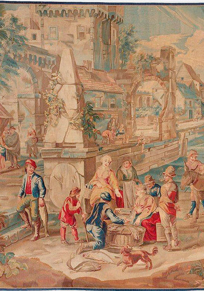 CU-1166 - Brussels 18th Century Tapestry Teniers, Marche´ Poissons
