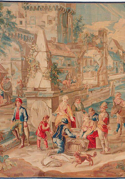CU-1166 - Brussels 18th Century Tapestry Teniers, Marche´ Poissons