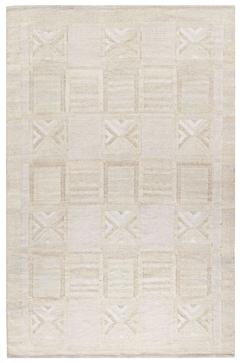 N-7133 - Scandinavian Beige Flatweave Crescent Design