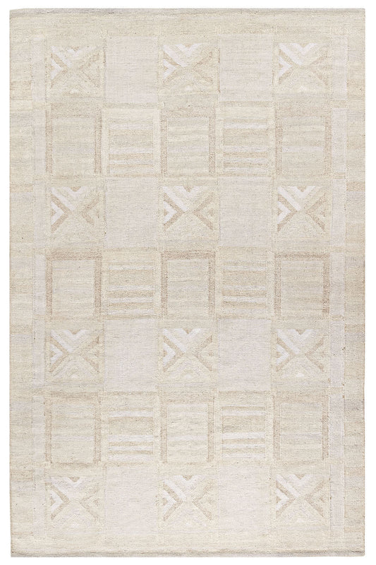 N-7133 - Scandinavian Beige Flatweave Crescent Design
