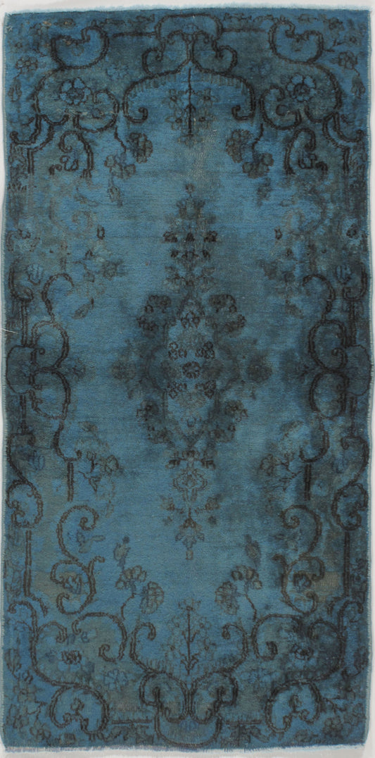 U-1980 - Vintage Persian  Over Dyed Kirman Rug