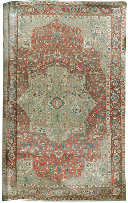 U-3111 - Antique Oversize Persian Heriz Serapi Rug