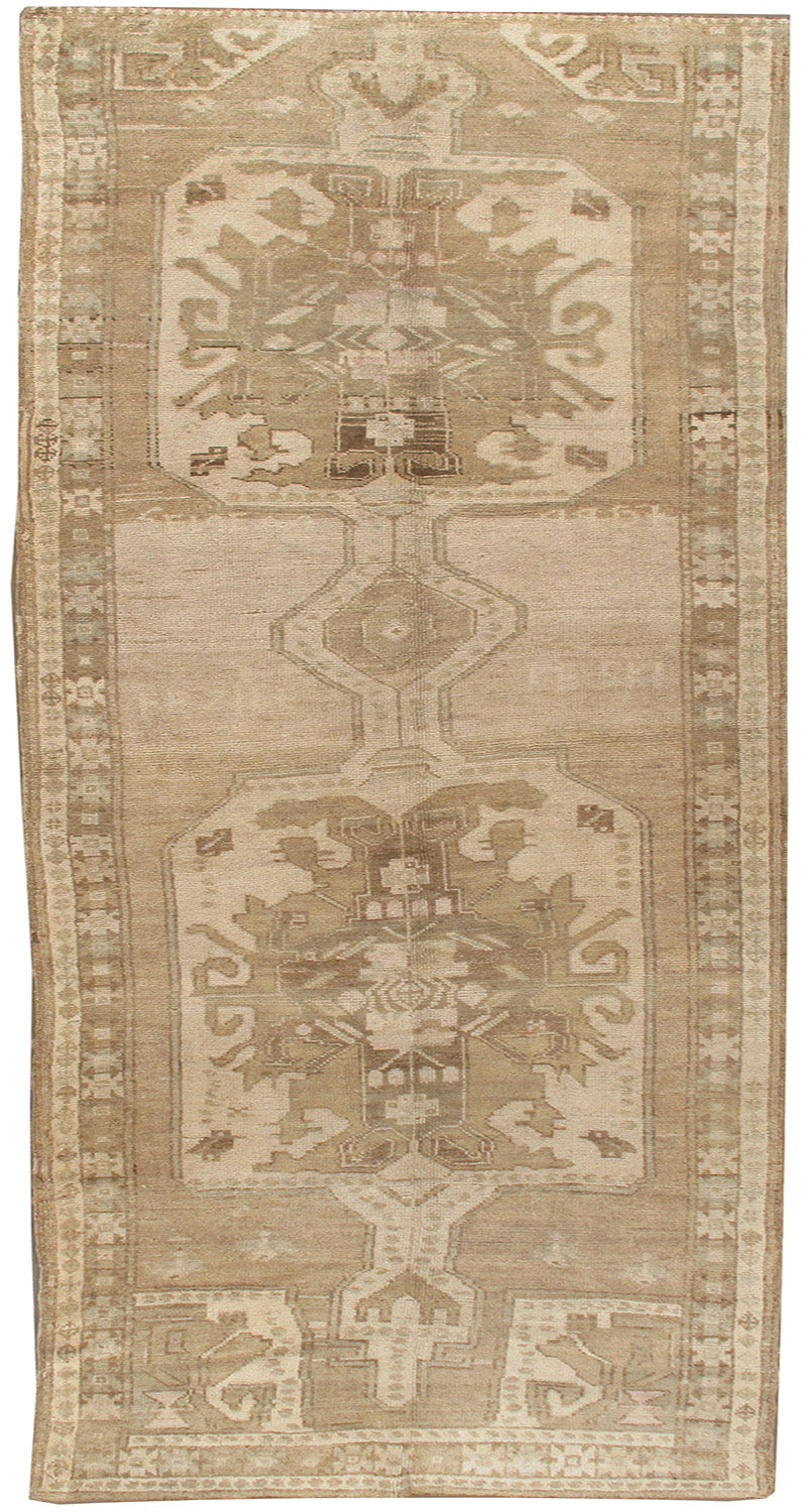 U-3336 - Vintage Subdued Turkish Kars Runner Rug