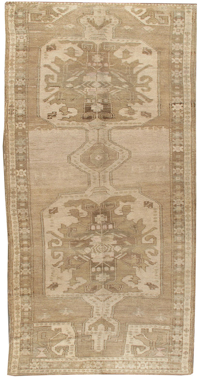 U-3336 - Vintage Subdued Turkish Kars Runner Rug