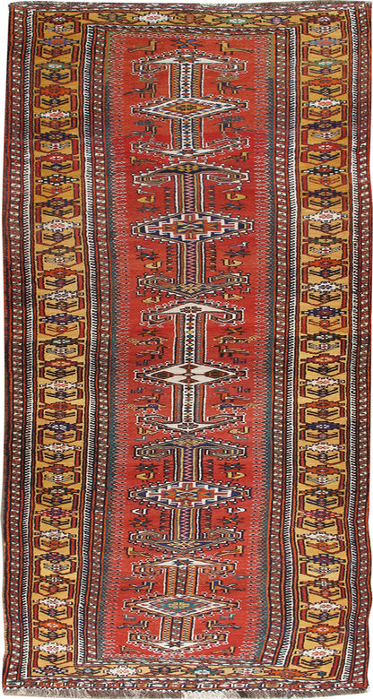 WAHO_IMAGE::u-4106 vintage red qashgai pictorial runner 3'3 x 12'2.jpg