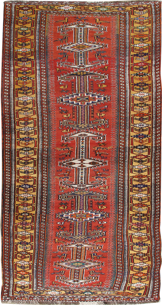 WAHO_IMAGE::u-4106 vintage red qashgai pictorial runner 3'3 x 12'2.jpg