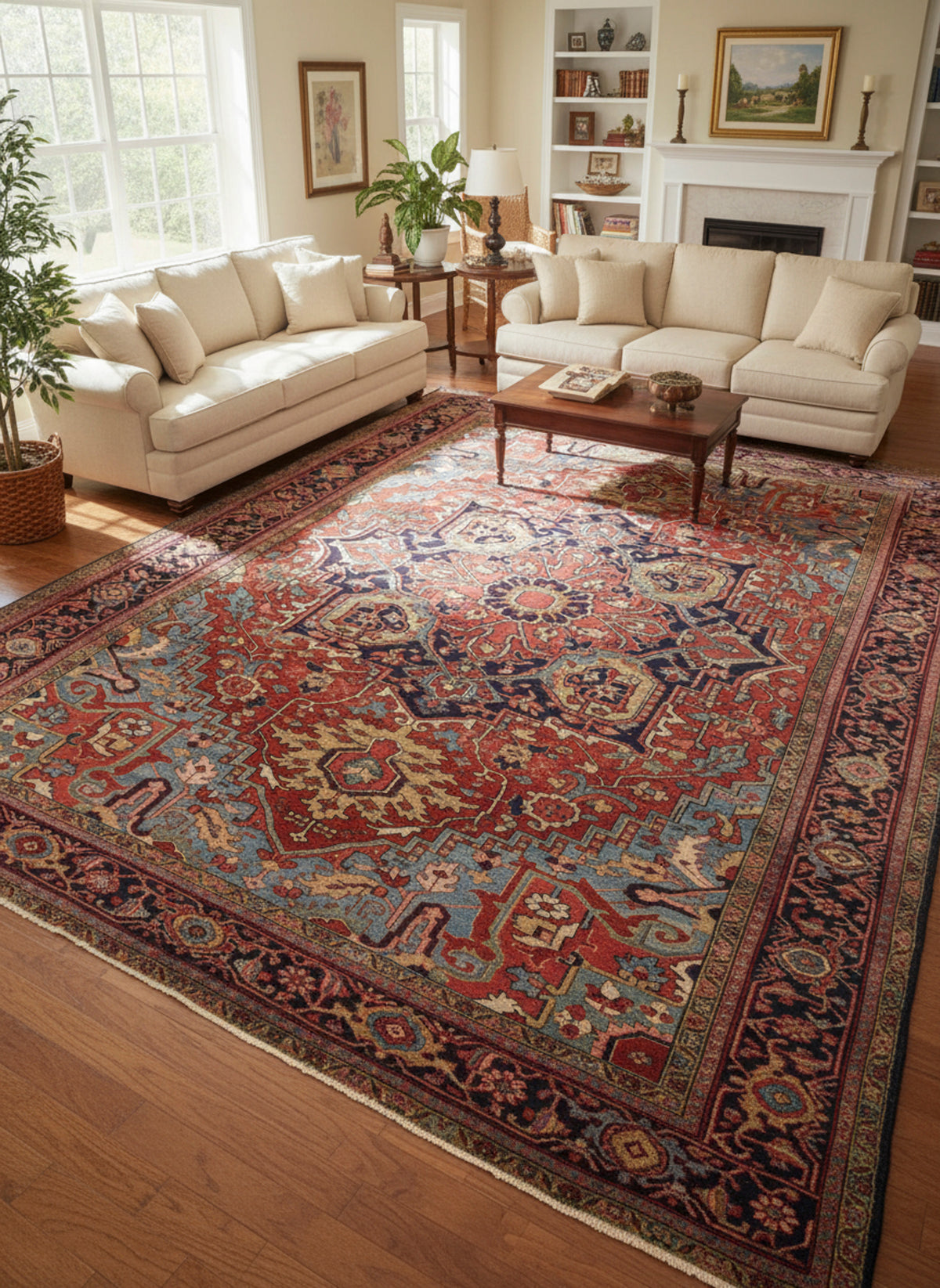 U-4447 - Antique  Heriz Rug