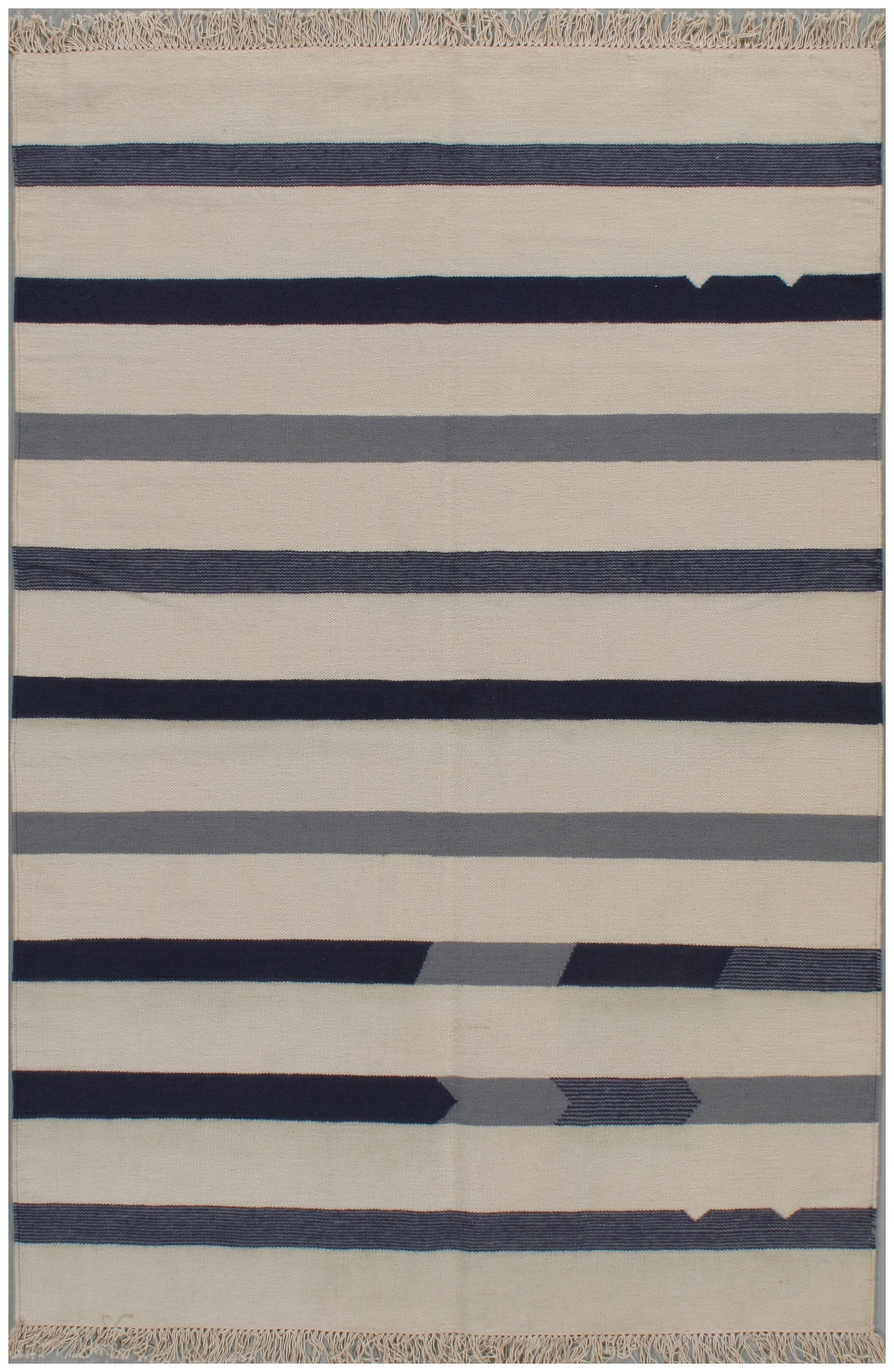 N-4701 - Modern Hand Woven Gray Kilim Rug