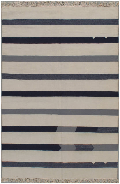 N-4701 - Modern Hand Woven Gray Kilim Rug