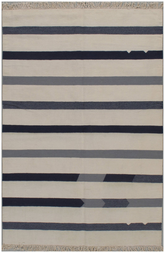 N-4701 - Modern Hand Woven Gray Kilim Rug