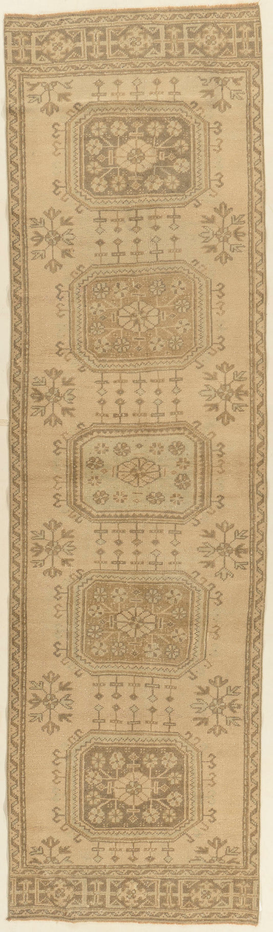 U-4908 - Vintage Subdued Turkish Oushak Runner