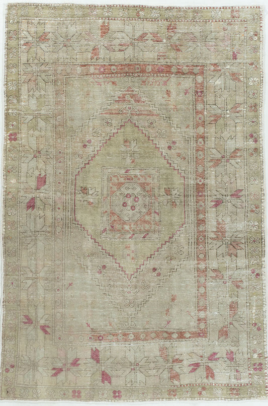 U-5017 - Vintage Subdued Lightly Distressed Turkish Anatolian Rug